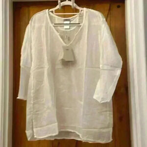 Kristense Du Nord Blouse/Coverup Size-3 Sheer Fabric In White NWT